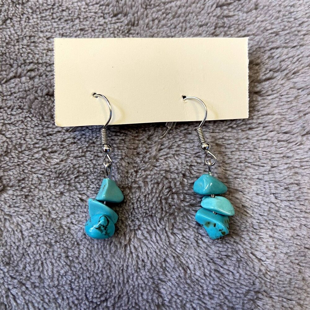Handmade Turquoise Crystal Chip Earrings